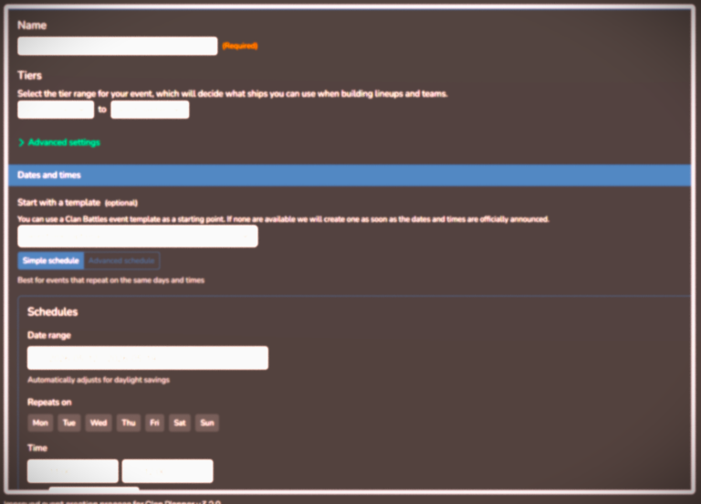Improved event creation process for Clan Planner v.3.2.0